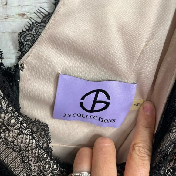 JS collections lace black brown cream size 4 dress - Picture 5 of 9